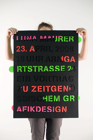 Plakat, entstanden im Vorfeld des Vortrags von Luna Maurer bei den Stilvorlagen #4, 2009